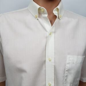 VICTOR EMMANUEL Paris Men Shirt Made in Portugal Size 41 L Short Sleeve White